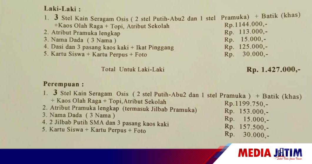 Beredar Surat Penawaran Beli Kain Seragam SMAN 1 Pamekasan Rp1 4 Juta