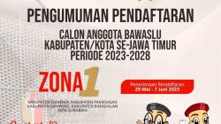 Ini Jadwal Pendaftaran Calon Anggota Bawaslu Kabupaten dan Kota Jawa Timur Zona 1 Masa Jabatan 2023-2028