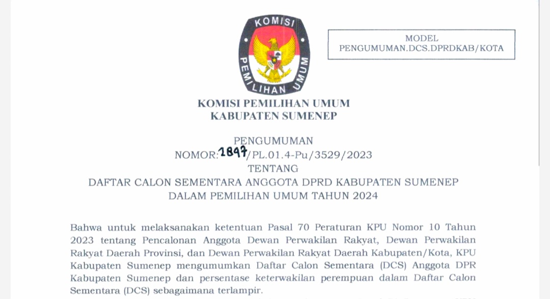 DCS KPU Sumenep 2023